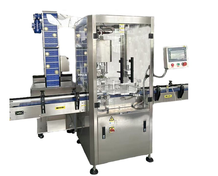 Línea de producción totalmente automática de alta calidad CE para llenar, tapar, etiquetar y doblar gránulos de chocolate, caramelos, nueces y pistachos en latas de plástico con múltiples escalas.