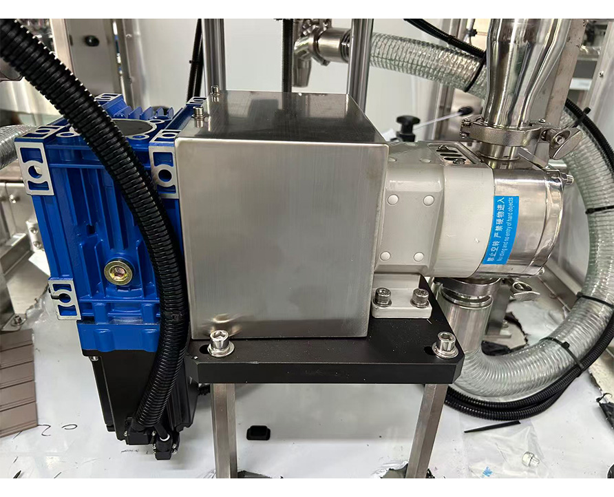 Máquina llenadora automática de bomba rotativa de doble cabezal para pastas, salsas, cremas y ghee.