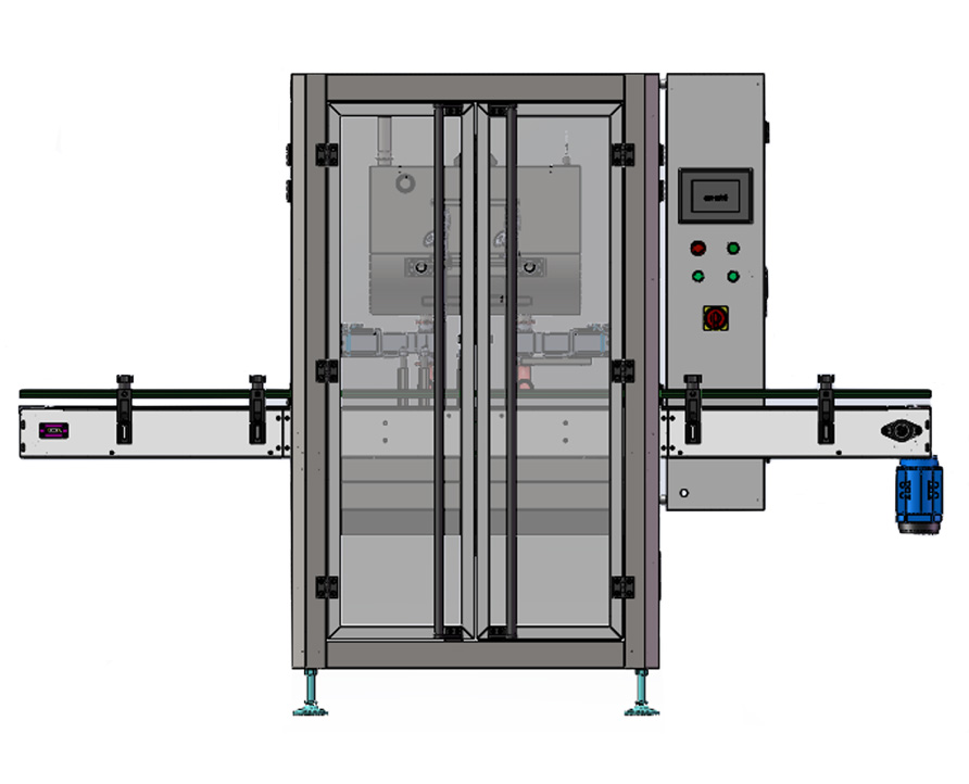 Máquina llenadora automática de bombas de engranajes de doble cabezal para materiales granulares.