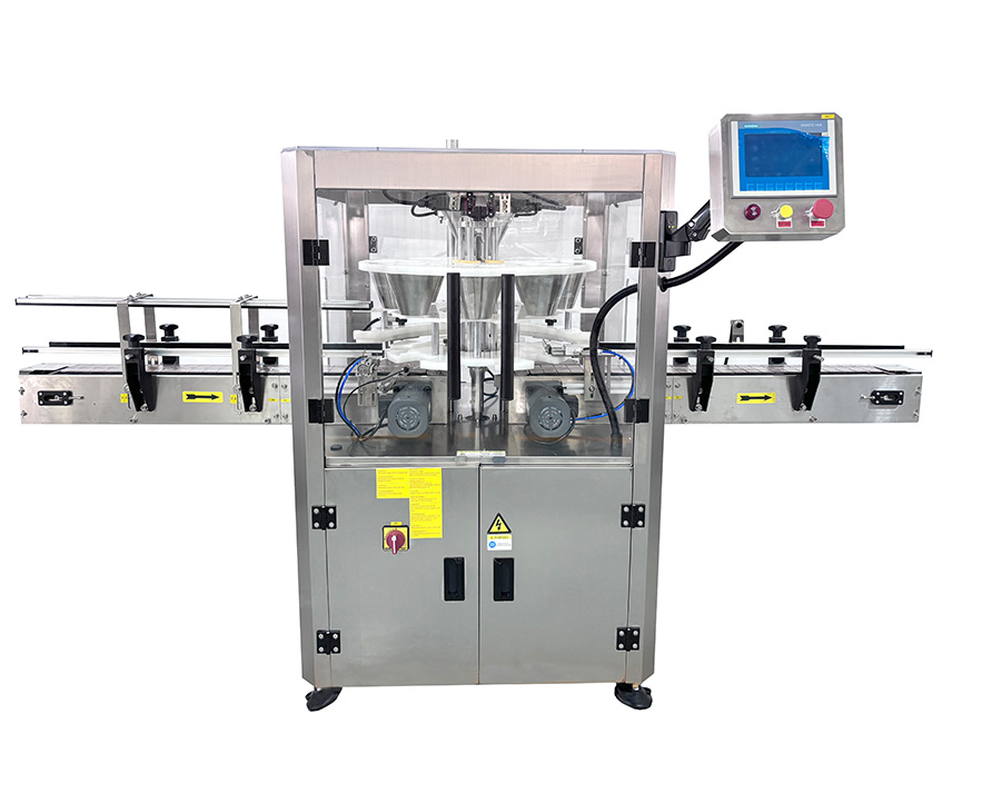 Máquina de alimentación con plato giratorio y cubierta, a prueba de polvo, llenadora totalmente automática