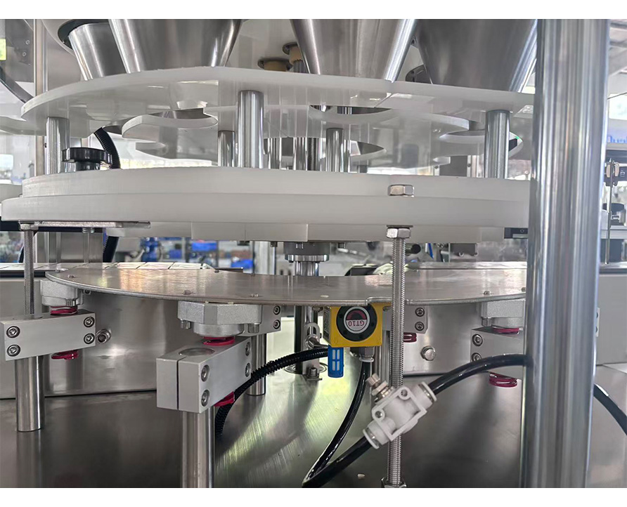 Máquina de alimentación con plato giratorio y cubierta, a prueba de polvo, llenadora totalmente automática