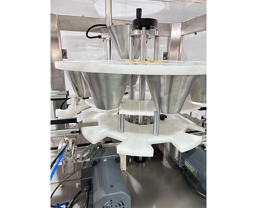 Máquina de alimentación con plato giratorio y cubierta, a prueba de polvo, llenadora totalmente automática