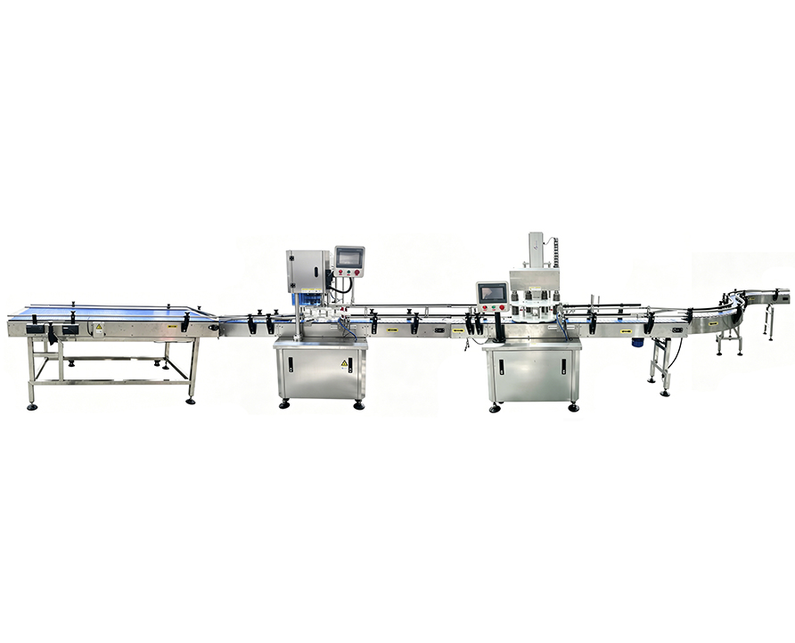Línea de producción de envases para latas de papel: máquina de limpieza, sellado y recogida de botellas de cuatro cabezales