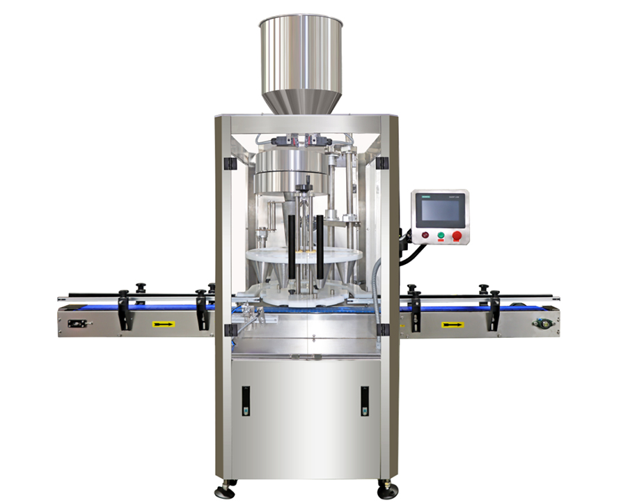 Máquina dosificadora de vasos medidores, máquina rotativa receptora de vasos medidores, máquina receptora cuantitativa de material granular de sal