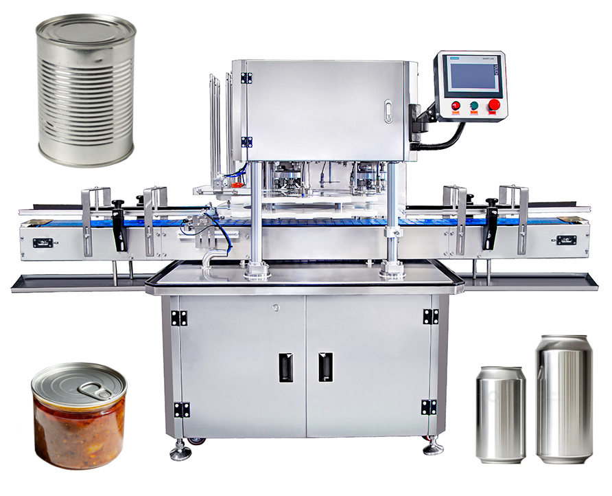 Máquina selladora automática de latas de doble cabezal, máquina de sellado de latas de doble cabezal con control servo de alta velocidad