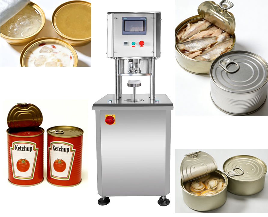Máquina selladora al vacío semiautomática, máquina de sellado al vacío por presión negativa para latas de mariscos.